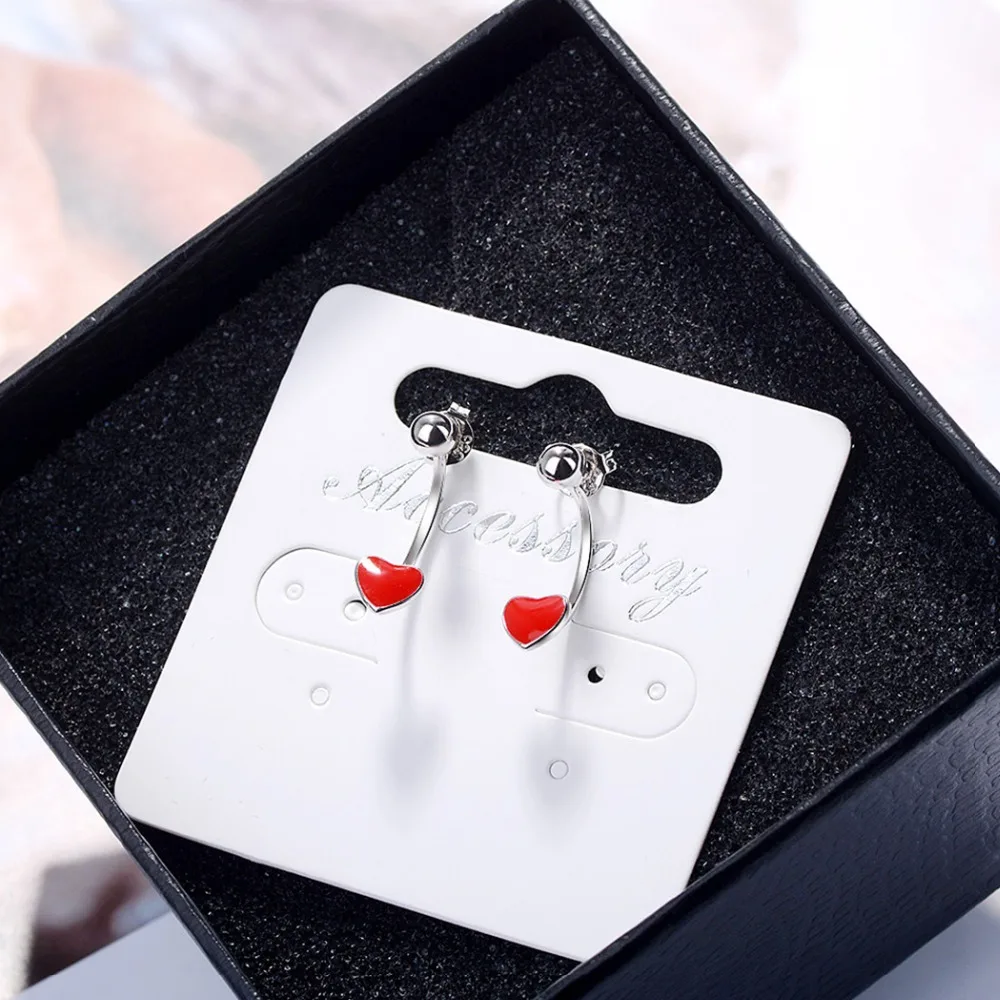 Женские серьги гвоздики Chandler Red Love Heart Милая Бусина в виде круга