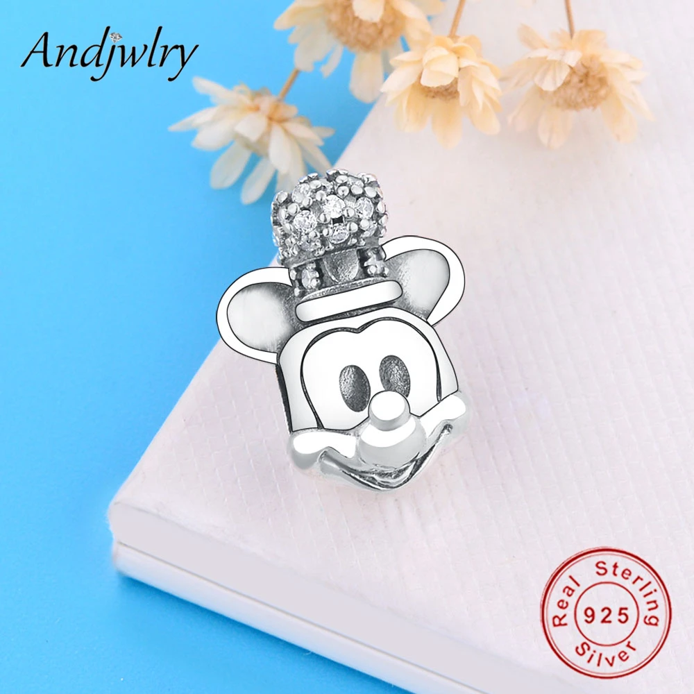 Fit Pandora шармы 925 пробы серебро браслет бусины Микки, Минни шармы мультфильм бусины для изготовления ювелирных изделий Berloque