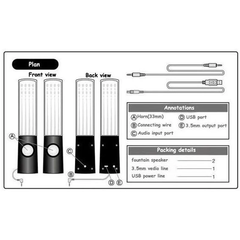 Светодиодная Водонепроницаемая Колонка для танцев портативная мини USB ПК
