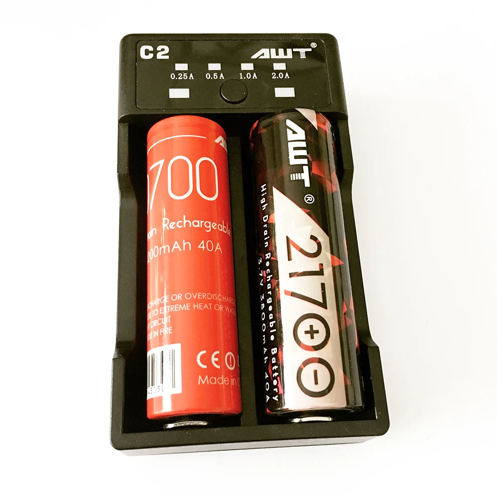 Смарт зарядное устройство с ЖК дисплеем USB AWT C2 2 слота 26650 для 20700 18500 14500 18650 18350