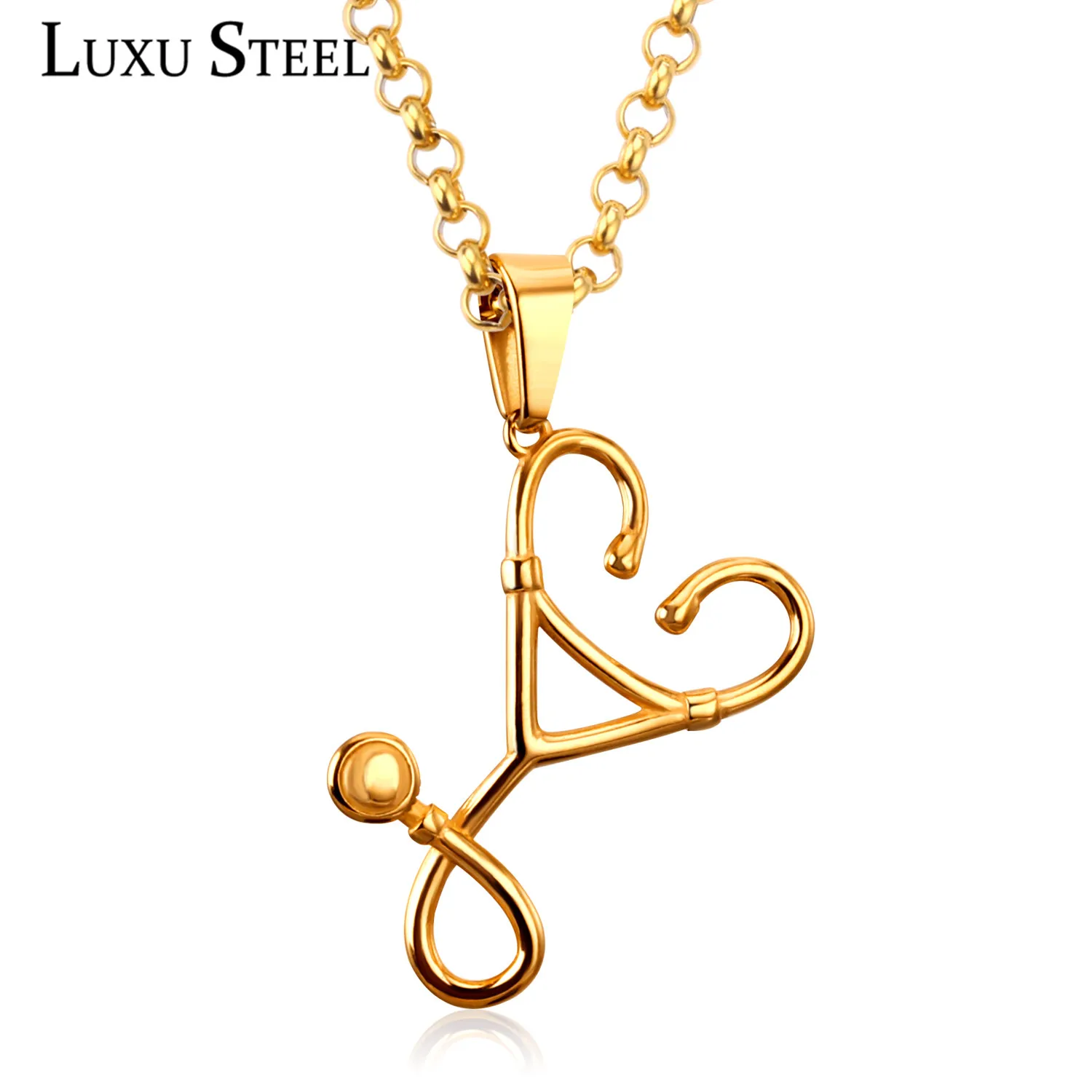 Подвеска тостескоп из нержавеющей стали в форме сердца|pendant necklace|stethoscope pendantchristmas