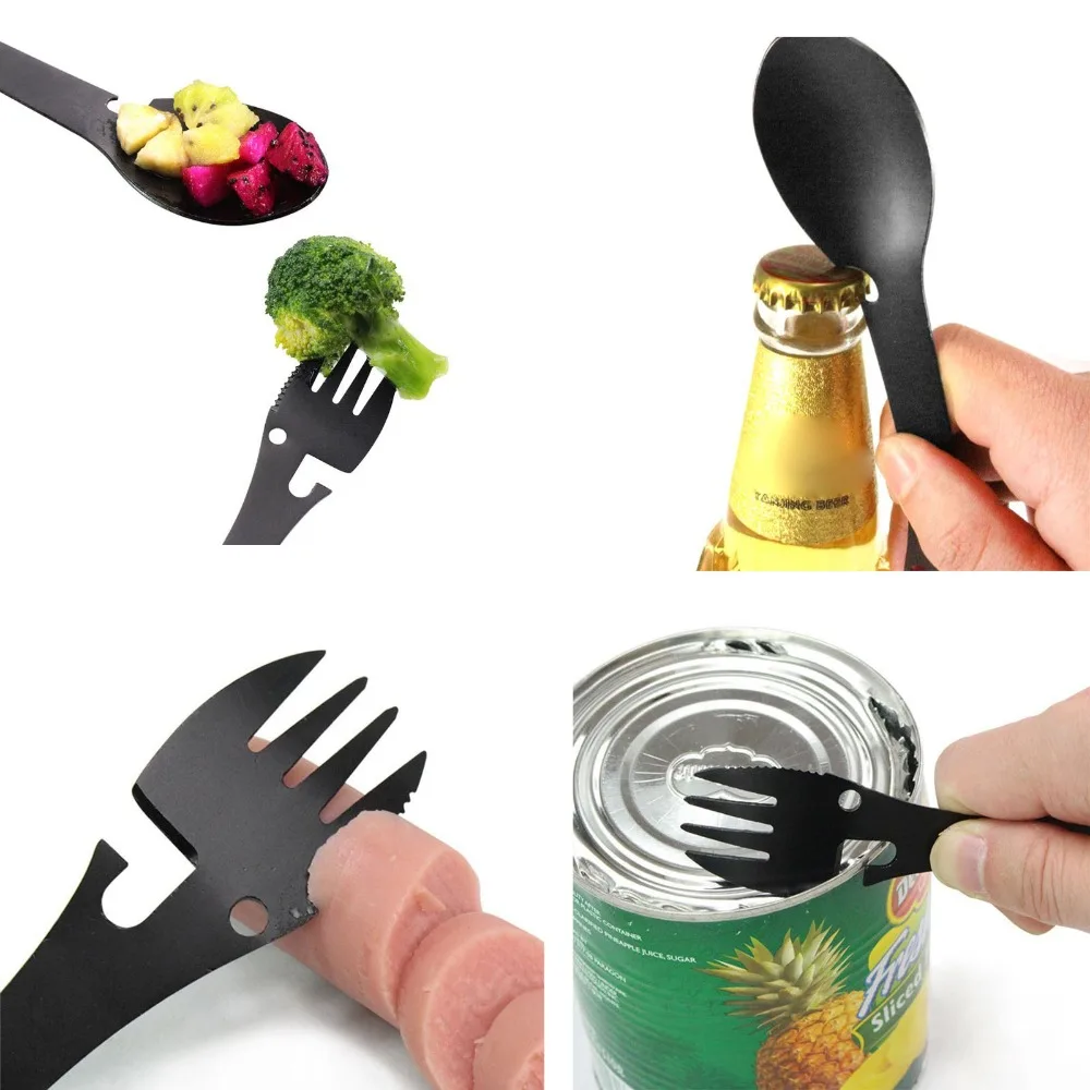 Многофункциональная кухонная посуда для кемпинга открывалка бутылок с ложкой и