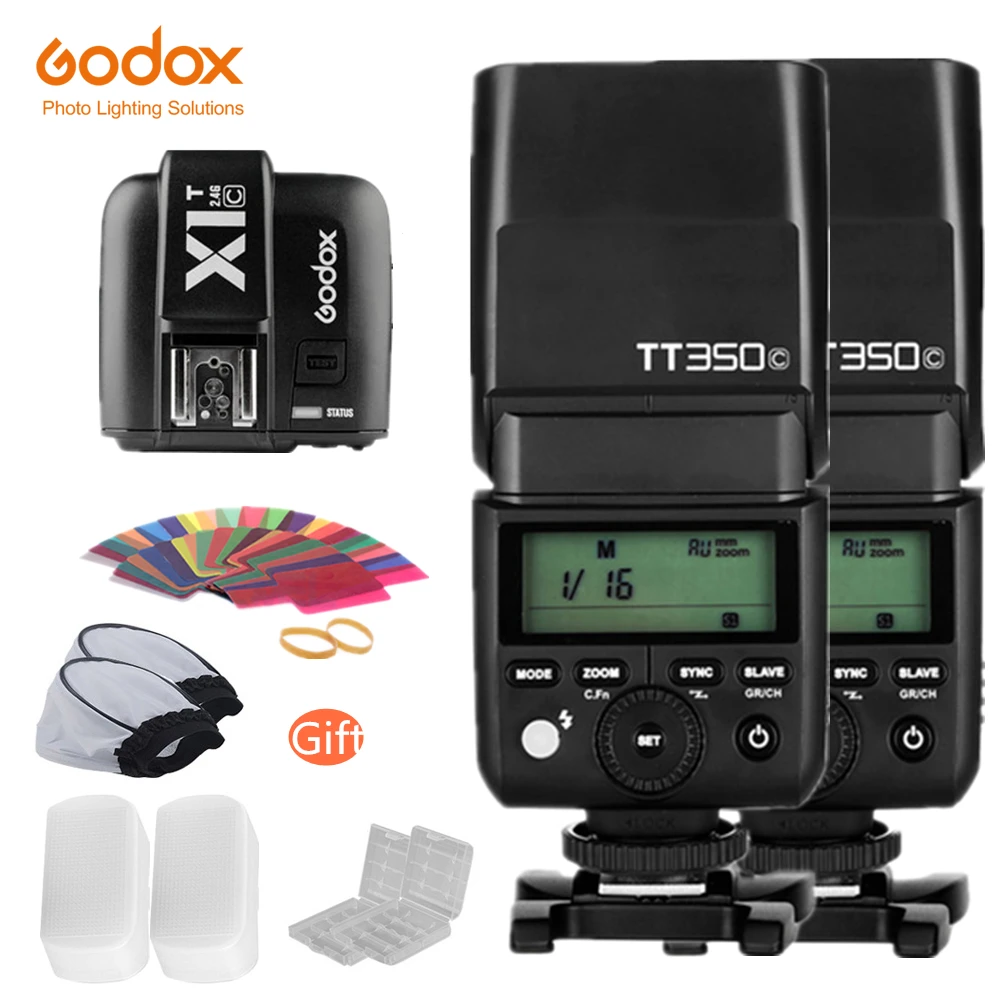 Godox 2x TT350C Мини Вспышка TTL HSS 1/8000 s 2 4G Беспроводная с X1T C беспроводной триггерный