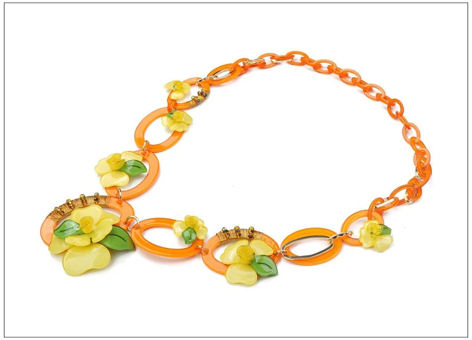 Acrylic yellow clover statement necklaces pendants eManco brand new fashion necklace multicolors women accessories NL10155