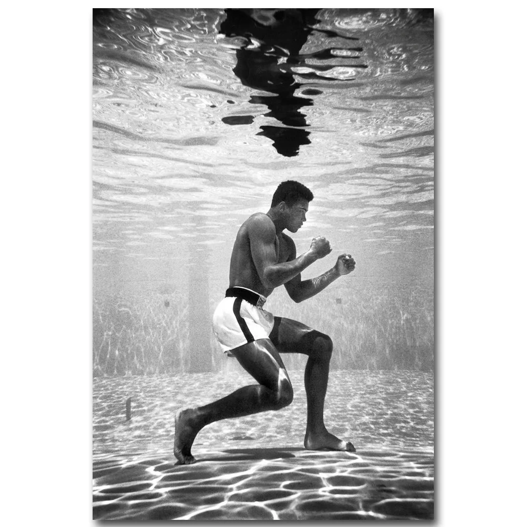 Мухамед Али король бокса художественный постер из шелковой ткани 13x20 дюймов