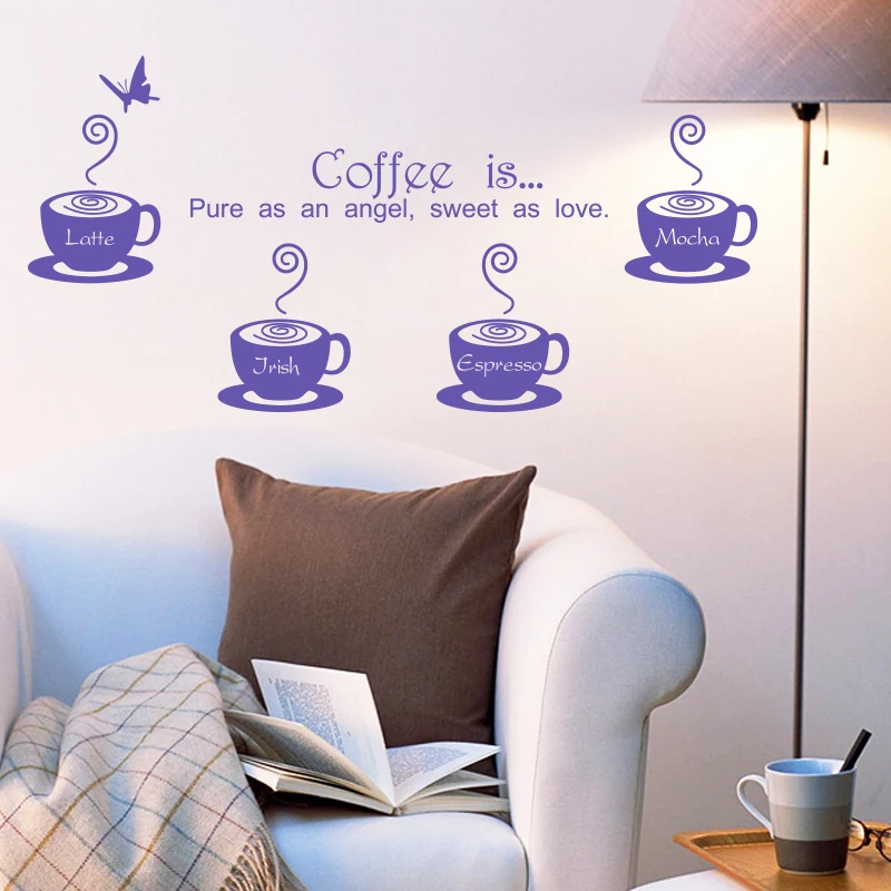 Художественные наклейки на стену с изображением чашек кофе новый дизайн