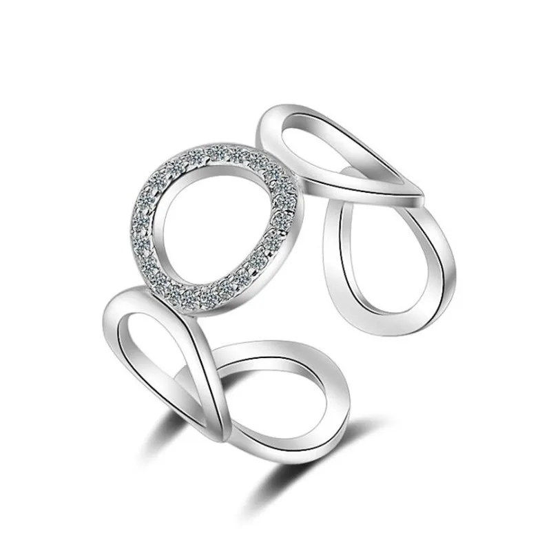 Silver 925 пробы Серебряное кольцо для женщин модное мозаичное CZ циркониевое кольцо с изменяемым размером кольца bague anillos anel femme S-R219 - Цвет камня: Silver