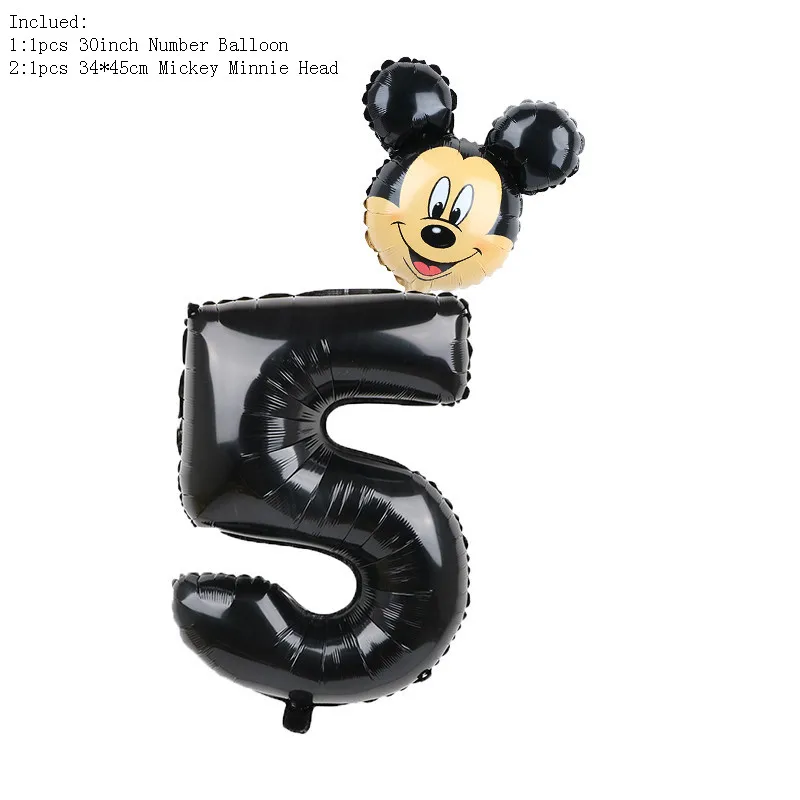 Бургундия Fudanl 32 дюймов красные, черные номер Фольга надувные шары Mickey Minnie в форме головы рисунок От 1 до 5 лет детская футболка для мальчиков и девочек, День рождения Декор - Цвет: Бургундия