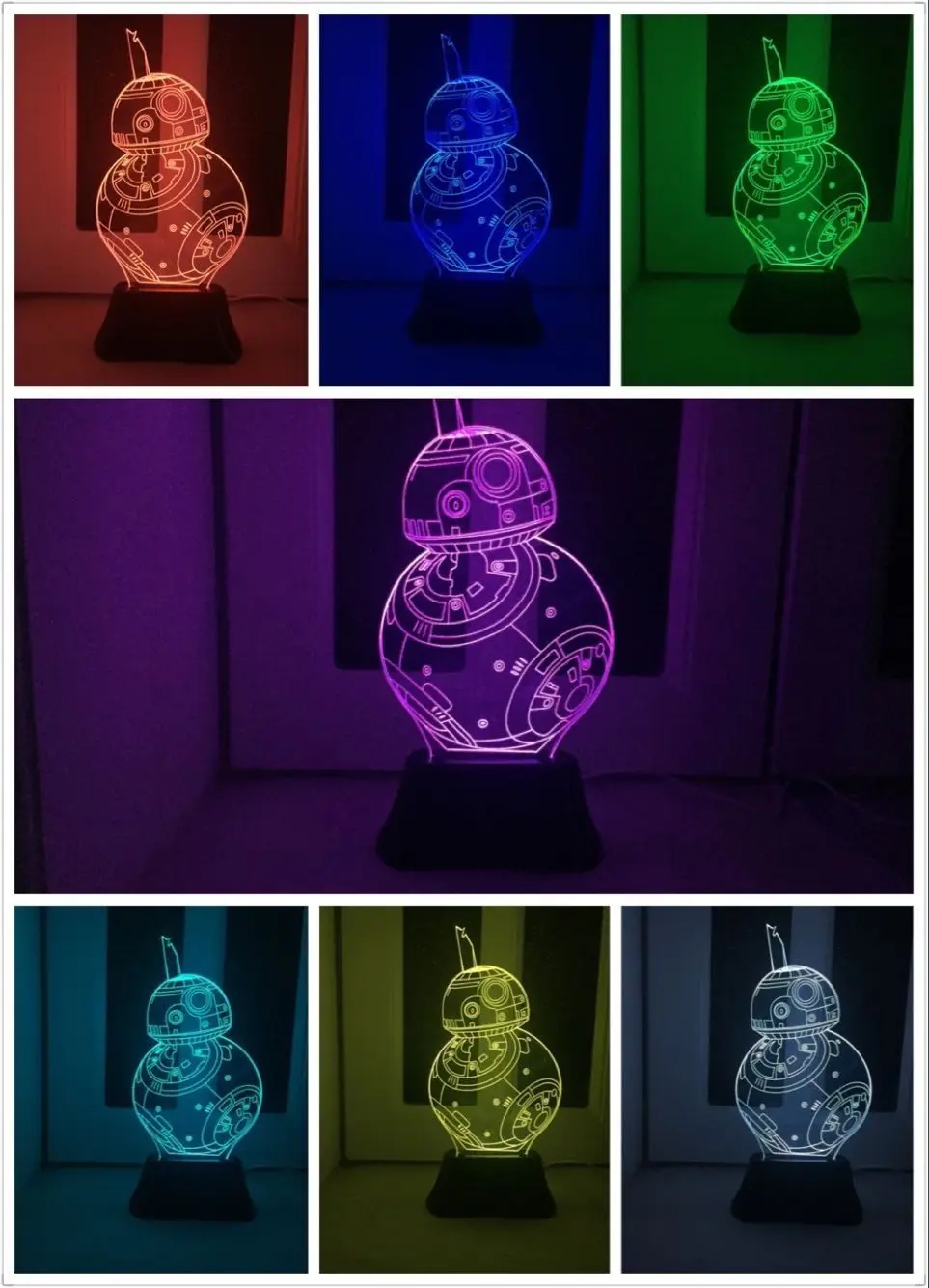 4 Хит, 3D лампа, Звездные войны, Дарт Вейдер, штурмовик, рыцарь, светодиодный, настольный, Ночной светильник, многоцветная, мультяшная игрушка, светильник - Испускаемый цвет: 4
