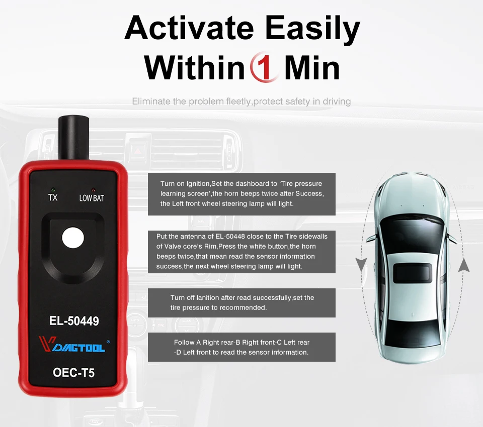 Тестер тормозов EL 50448/50449 датчик давления в шинах TPMS инструмент активации EL50448 для G-M EL50449 для F-ord серии