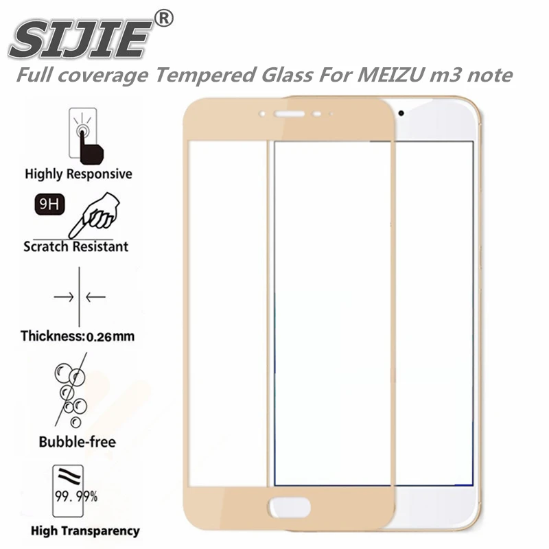 SIJIE полное покрытие закаленное стекло для MEIZU m3 note 0 26 мм Защитная пленка экрана