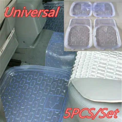 Универсальный 5 шт./компл. автомобильный коврик из прозрачного ПВХ Передний +