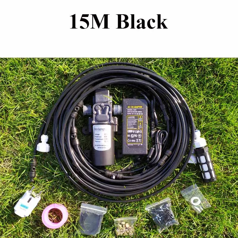 15M Black 6 м~ 18 м садовая система распыления воды спрей с насосом и силовым небулайзером для цветов растительная теплица орошения и запотевания сада - Цвет: 15M Black