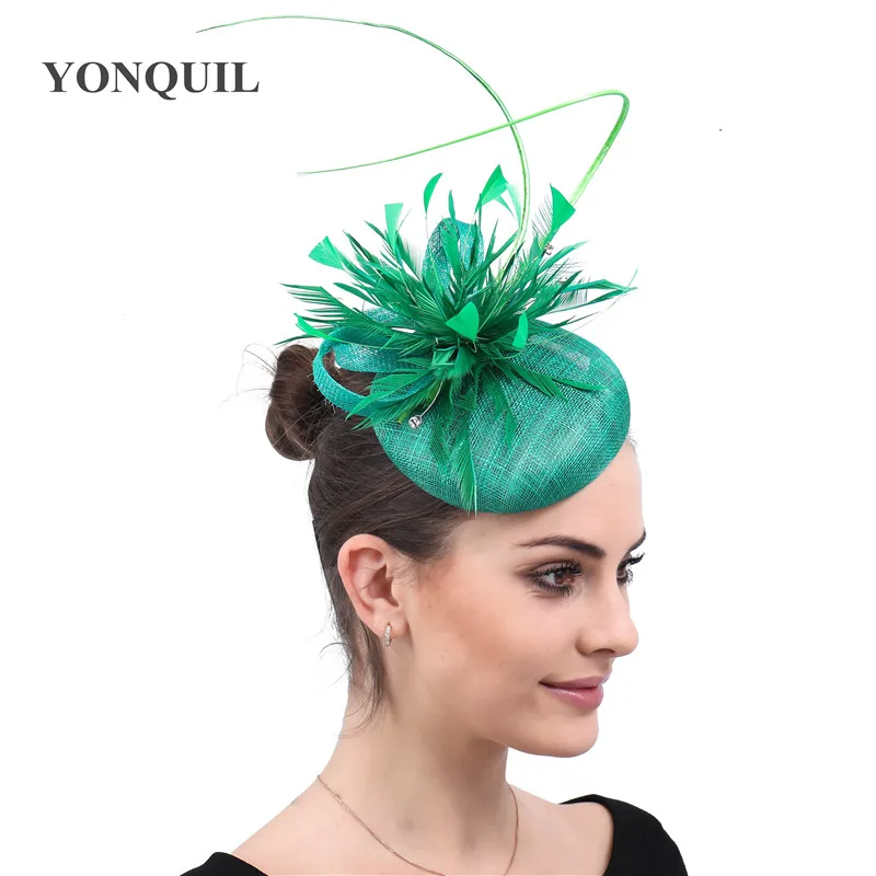 

Green Linen Fascinator Hairpin Bridal Royal Fascinators Accessories Wedding Veils Hat Women Ornaments Headpiece 2020 New Style