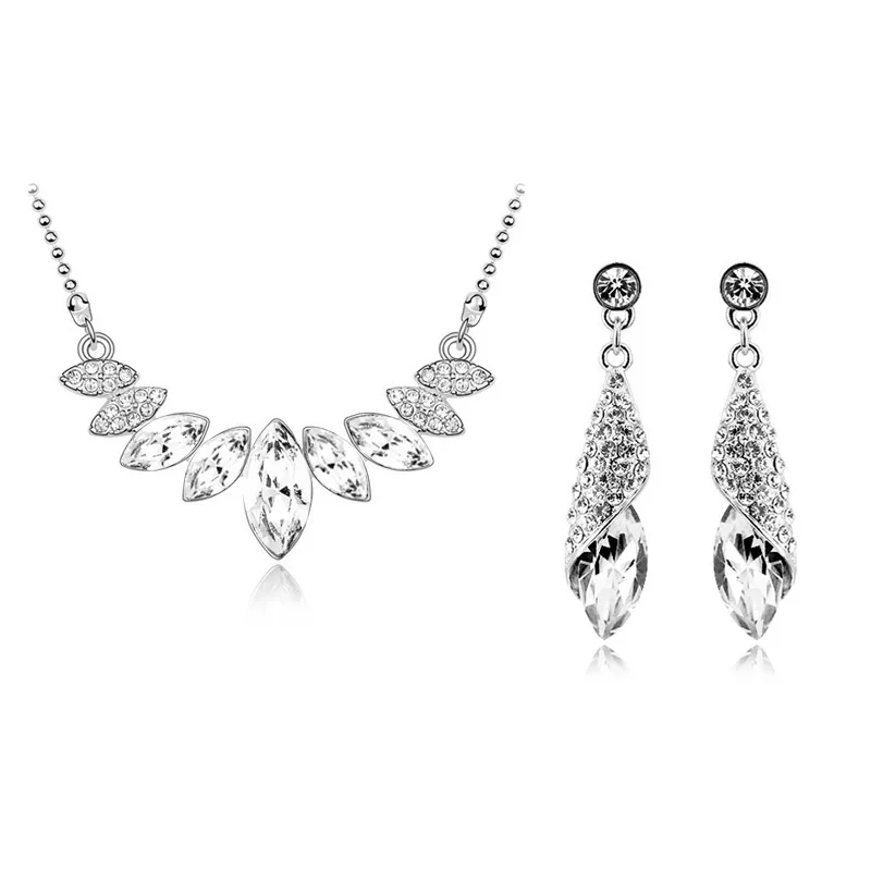Ожерелье и серьги подвески с австрийскими кристаллами|necklace earrings jewelry set|fashion setjewelry