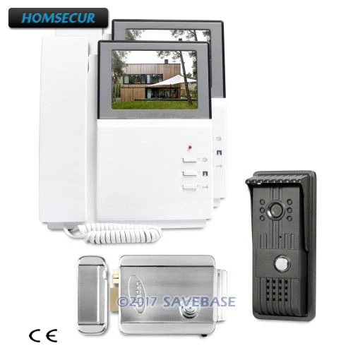 

HOMSECUR 1V2 4.3" Wired Video Door Entry Call System with Real-time Outdoor Monitoring + Electric Lock