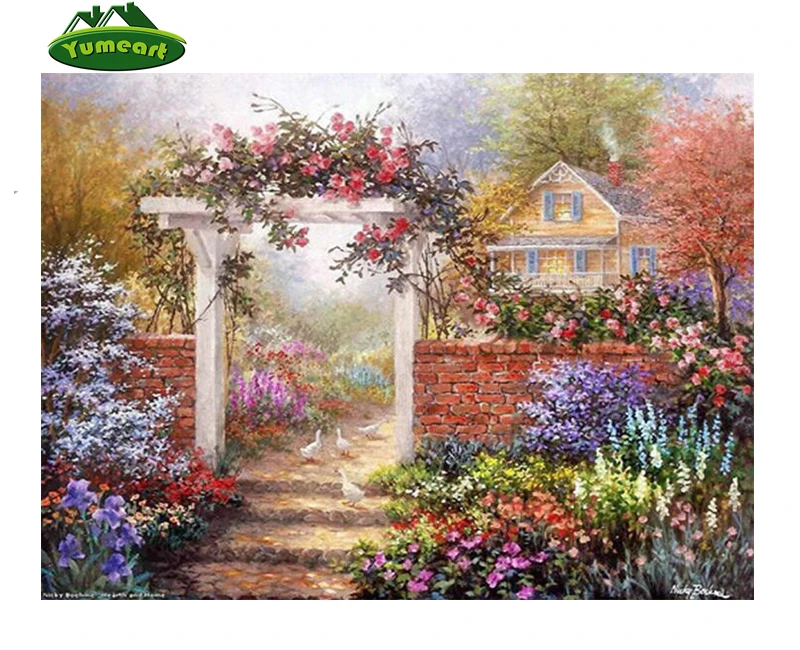 Алмазная мозаика полная вышивка бусины цветок сад коттедж алмазная живопись