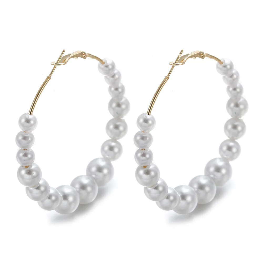 Геометрические круглые жемчужные серебряные золотые цветные серьги из