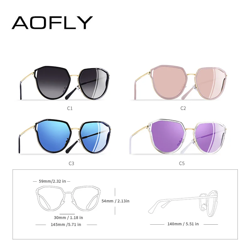 AOFLY, фирменный дизайн,, кошачий глаз, солнцезащитные очки, полый, оправа, поляризационные, солнцезащитные очки для женщин, UV400, градиентные, очки, A124