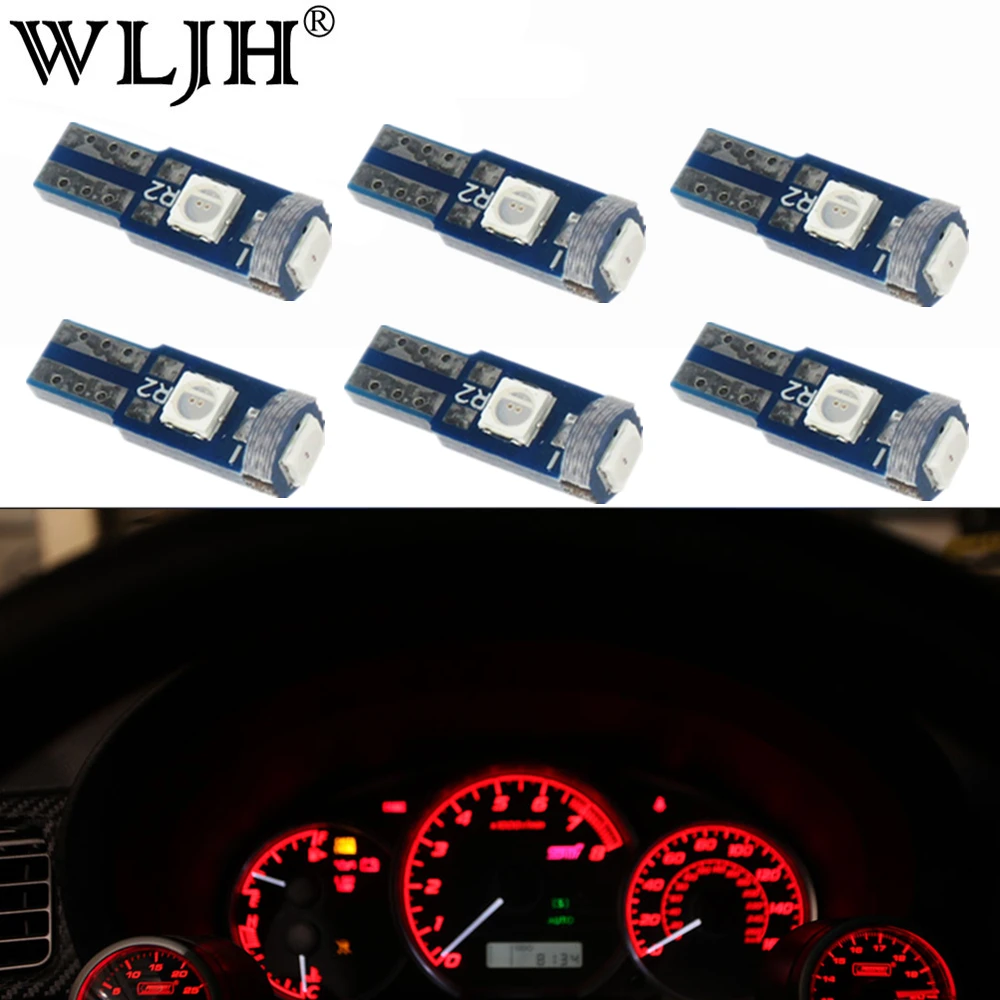 WLJH 6x12 V Canbus T5 светодиодный светильник 3030 чип миниатюрный 74 73 2721 лампа приборной панели автомобиля Световые индикаторы лампы для Jeep