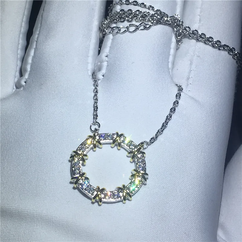 Женский круглый кулон ручной работы из серебра 925 пробы с фианитом|Подвески| |