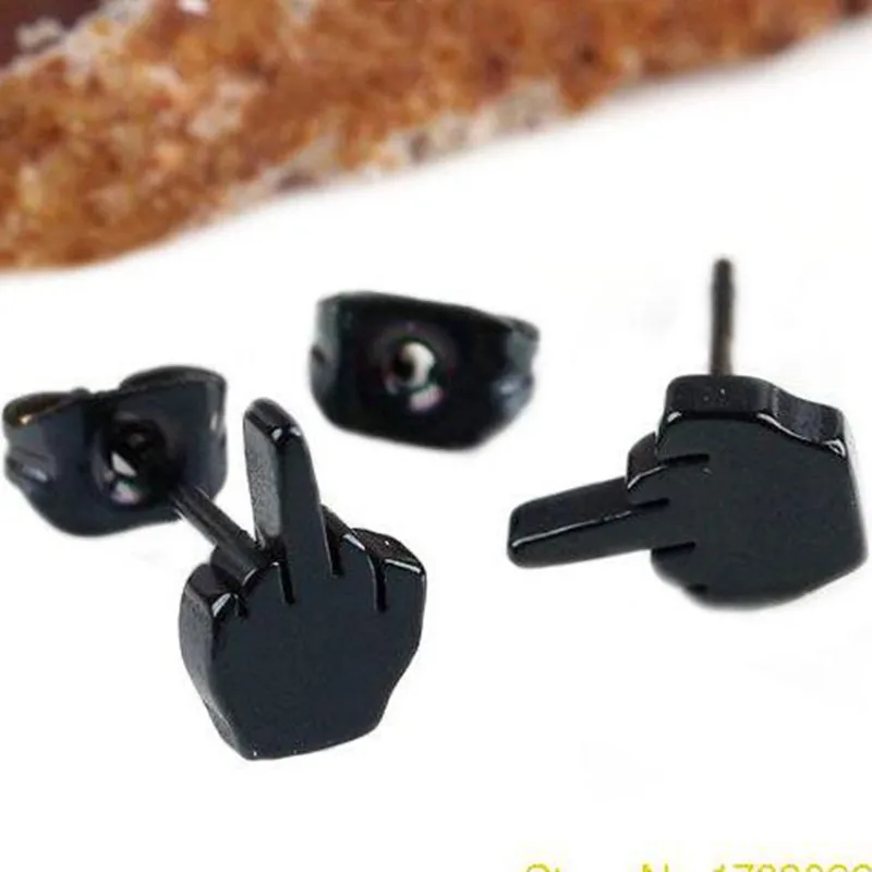 1 пара модные черные сережки из нержавеющей стали Сережки для мужчин и женщин