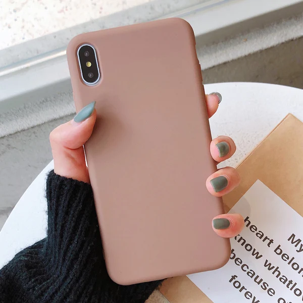Коричневый KJOEW карамельный цвет чехол для телефона s для iphone 11 Pro Max XR X XS Max 6 6S 7 8 Plus милый простой однотонный Мягкий силиконовый чехол - Цвет: Коричневый