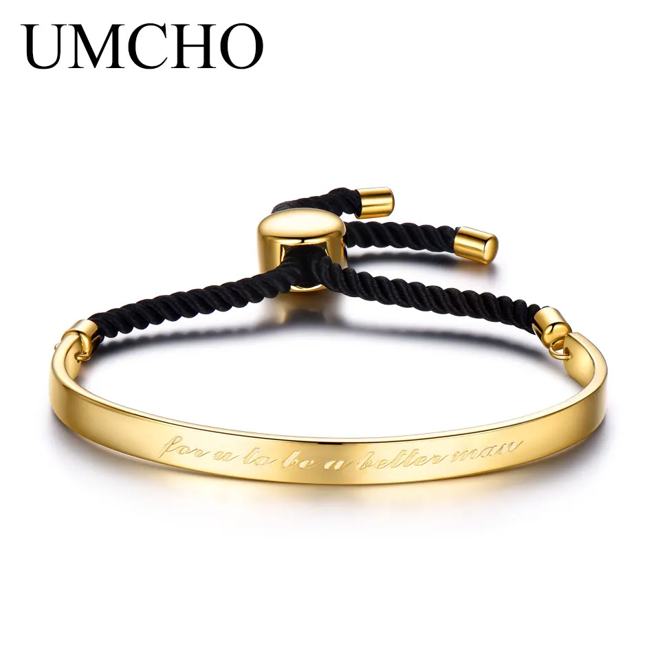 black UMCHO, одноцветные 925 пробы, серебряные браслеты, бесплатное расширение, юбилейные браслеты, подарки для пары, для женщин, роскошные и повседневные браслеты - Цвет камня: black