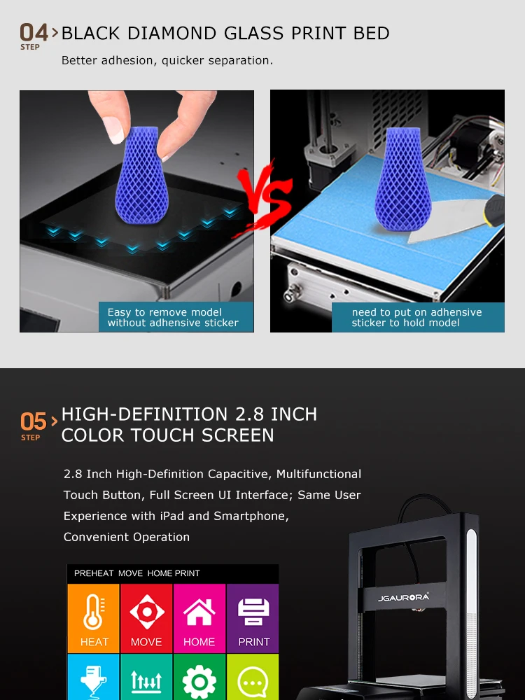 12 шт./лот JGAURORA A5S 3d принтер DIY наборы, печать, отключение питания, нити, обнаружение 3D Drucker с питанием