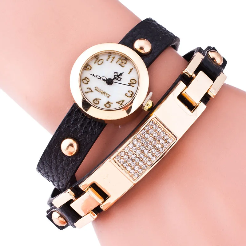 Новое поступление Многослойные Кожаный ремешок кварцевые часы Для женщин со