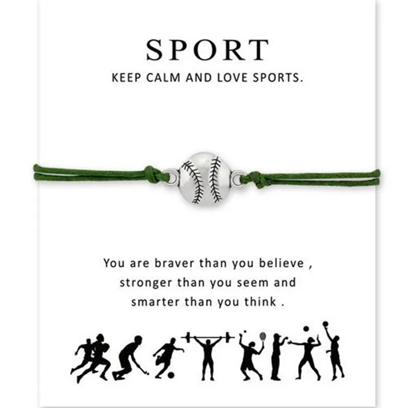 Серебряный для спорта и софтбола с подвесками поздравительной открыткой веревка