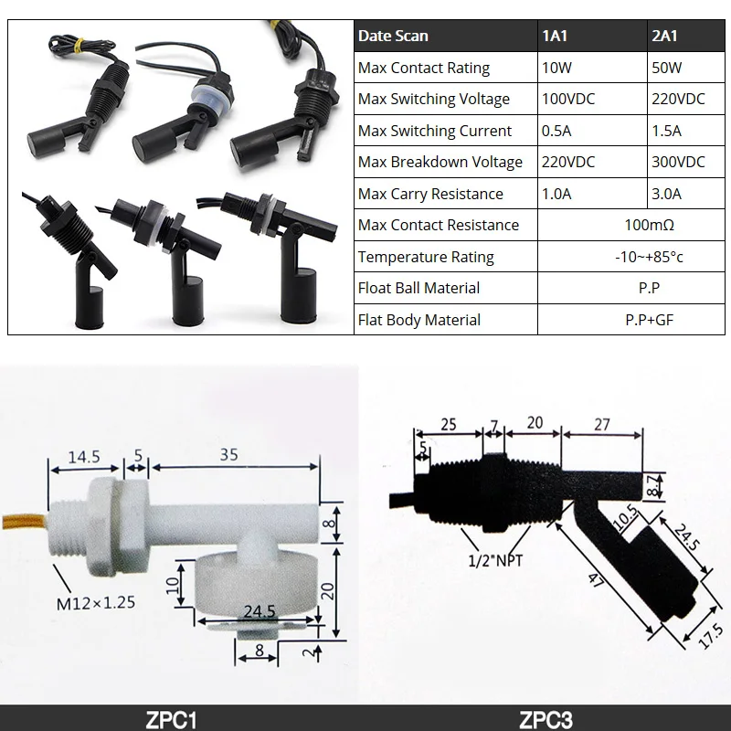 ZPC5 High Quality M16*2.0mm Safe Tank Liquid Float Water Level Sensor Side mount Switch 100V 220V test | Обустройство дома