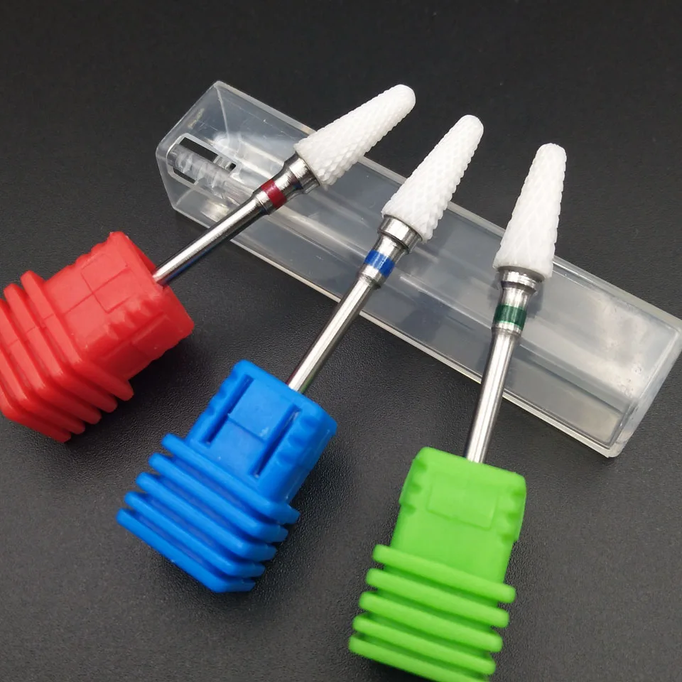 Керамические конусные фрезы для ногтей HYTOOS вращающиеся маникюра и педикюра 3/32