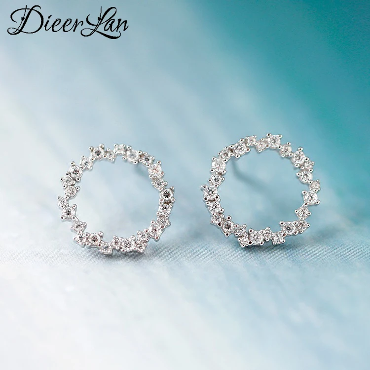 Женские круглые серьги с кристаллами серебряного цвета|crystal round earrings|earrings for