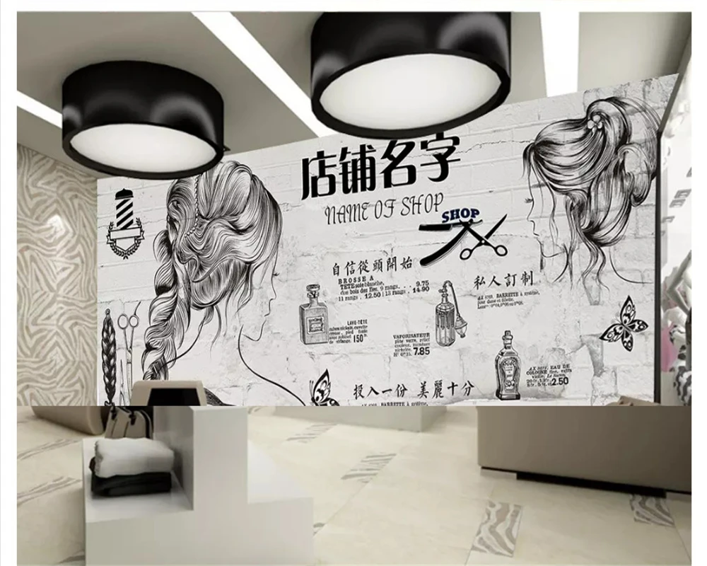 Настенные обои Beibehang для домашнего декора. Индивидуальная декоративная 3D-раскраска. Обои с ретро-кирпичом Европы и Америки для фона в парикмахерской.