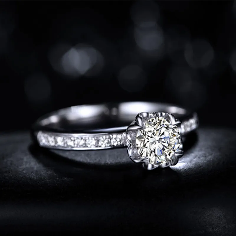 ZOCAI Дизайн Обручальные кольца натуральным diamond 0.3ct F-g/SI 18 К из белого золота(au750) алмаз подарок кольцо