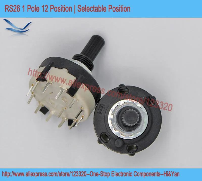 5 шт./лот RS26 1P12T ленточный переключатель ленточный канал поворотный переключатель 1 полюсный 12 позиционный выбор положения