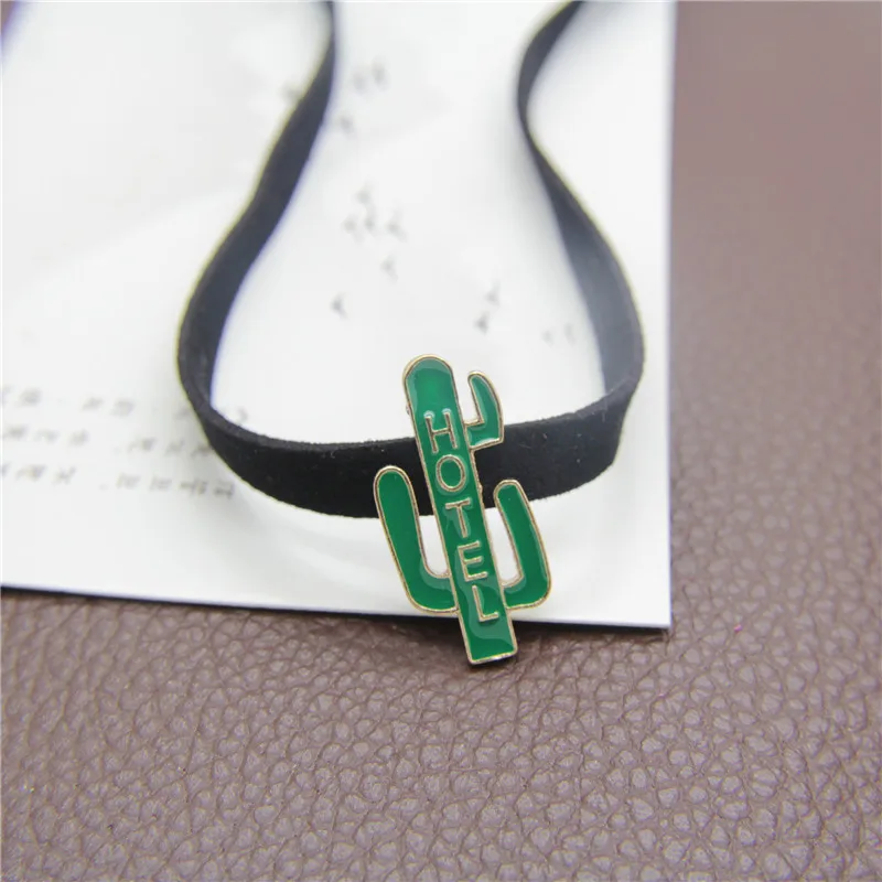 New Fashion Women Girls Cute Funny Flamingo Coconut Tree Cactus Sunflower Chips Pendants and Necklaces Leather Choker | Украшения и