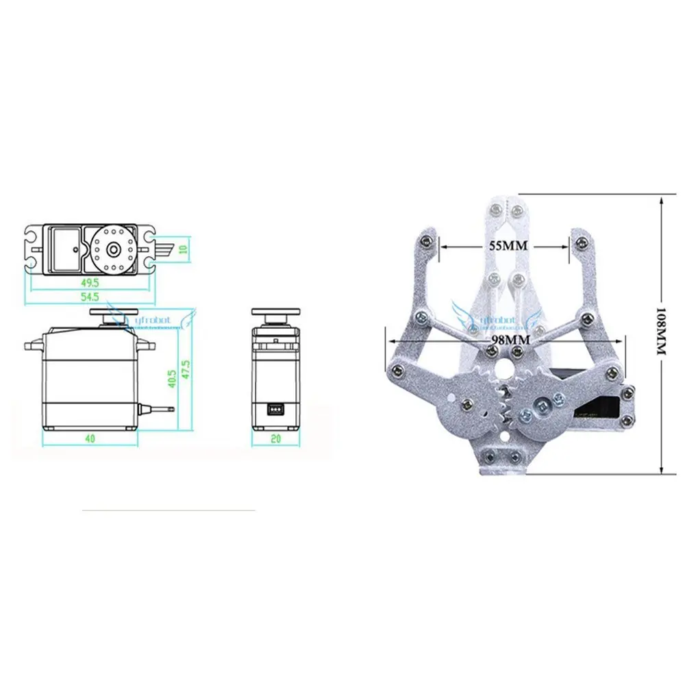 

Industrial Robot 3D Rotate Mechanical Arm Alloy Manipulator 6 Dof Robot Arm Rack with 996 Servos + 1 Alloy Gripper + Controller