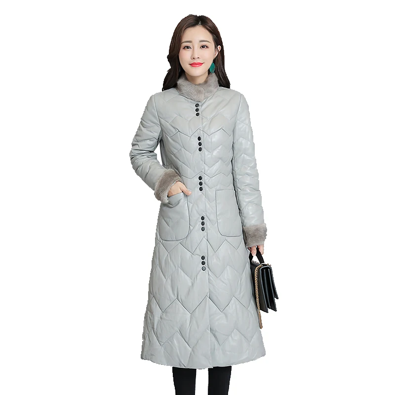 Winter Black Super Warm Long Soft Faux Leather Jacket Women Elegant Overcoat 2018 New Ladies Fur Collar Waterproof PU Parkas 3XL | Женская