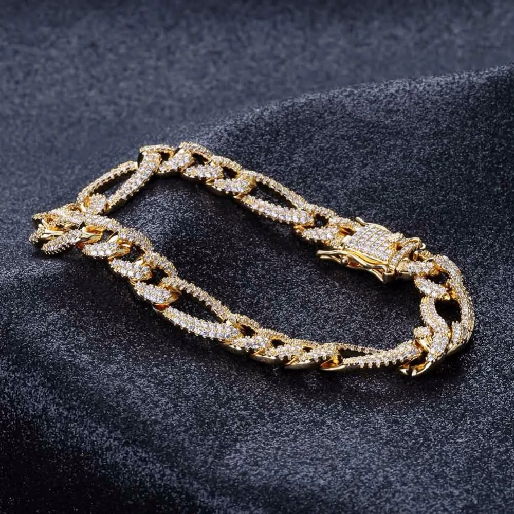 10 мм коробка замок цепи NK браслет для мужчин в стиле хип хоп Bling ограненные Стразы