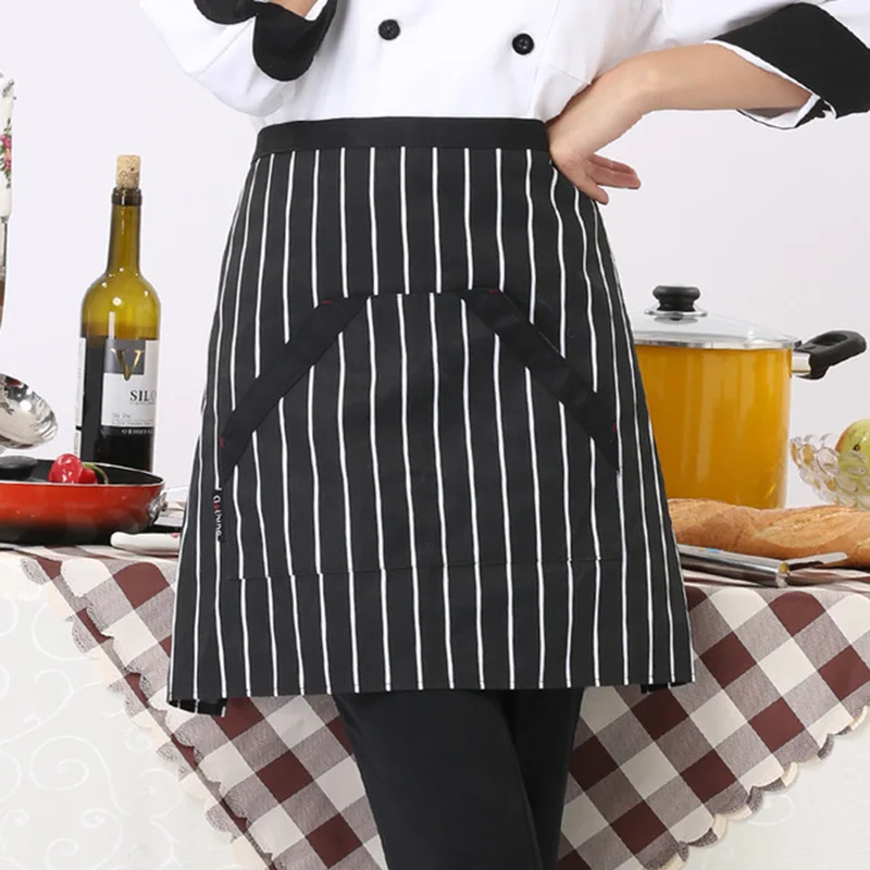 Style-3 Поясные полукороткие фартуки для ресторана официантка гостиницы официанты рабочие фартуки с карманом черные белые кухонные аксессуары для приготовления пищи - Цвет: Style-3