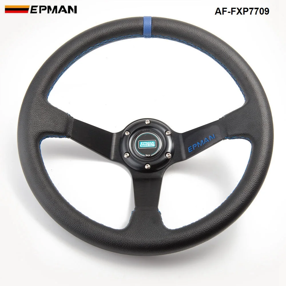 Универсальный глубокое блюдо ПВХ кожа 6 болт рулевого колеса 350 мм и роговыми