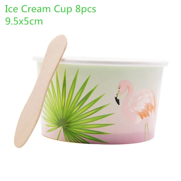 Ice Cream Cup 1 день рождения одноразовая посуда набор розовый/зеленый бумажный стаканчик/тарелка/соломинка/салфетки Фламинго вечерние скатерти декор для душа ребенка - Цвет: Ice Cream Cup