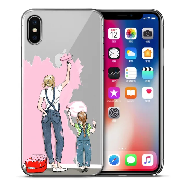 Мода для девочек супер мама ребенок папа чехол телефона iPhone XS Max XR X 7 6s 8 Plus 5S SE