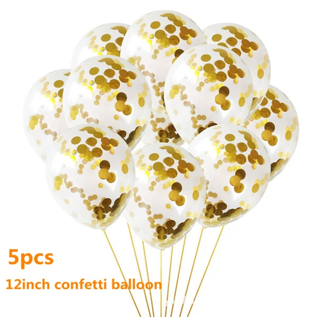 5pcs Gold confetti Золотая черная звезда сердце фольгированные шарики для свадебного украшения гелиевый воздушный шар "Конфетти" С Днем Рождения украшения для детской вечеринки - Цвет: 5pcs Gold confetti