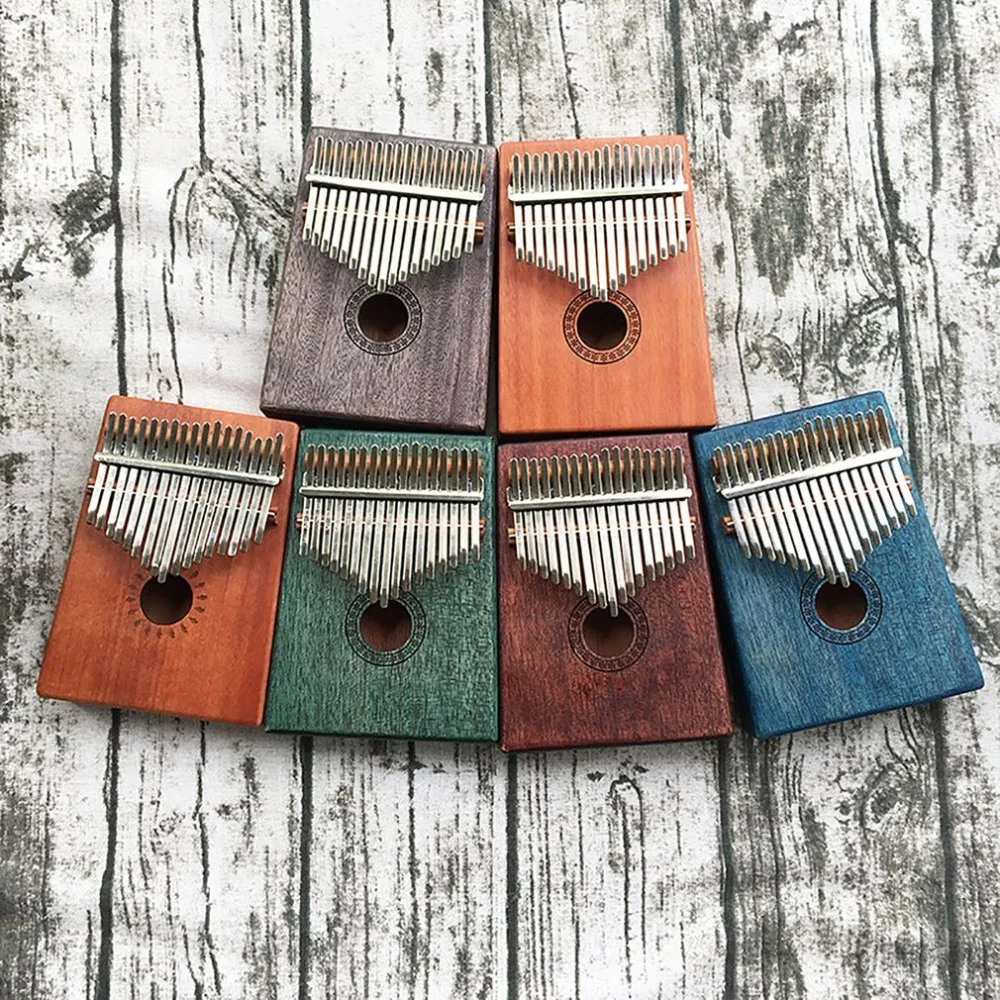 Kalimba 17 Keys «пианино для больших пальцев» уникальный синий цвет и ручная работа кривая дизайн Ретро стиль молоточек для настройки и учебная инструкция