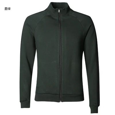dark green Подкладка из флиса утолщение Для мужчин тонкий короткий стенд воротник толстовка Для мужчин молнии Спортивная Толстовка Повседневное хлопковая куртка F8195 - Цвет: dark green