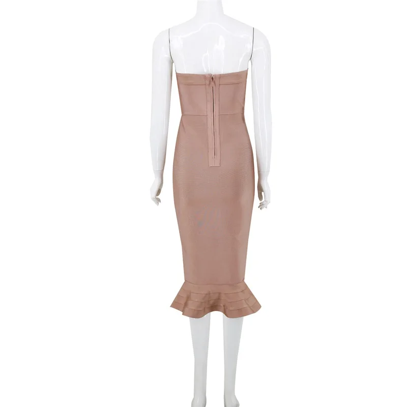 Бандажное платье без бретелек Новое поступление сексуальное облегающее рукавов