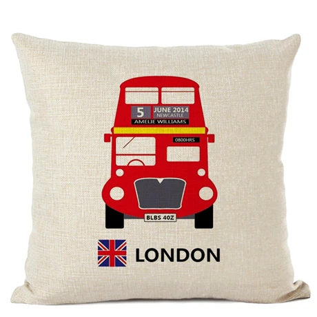 04 Customized Cushion Cover Scandinavian Umbrella Cushion Wedding Cotton Linen Printed Home Sofa Decor Bus White Almofada - Цвет: 04